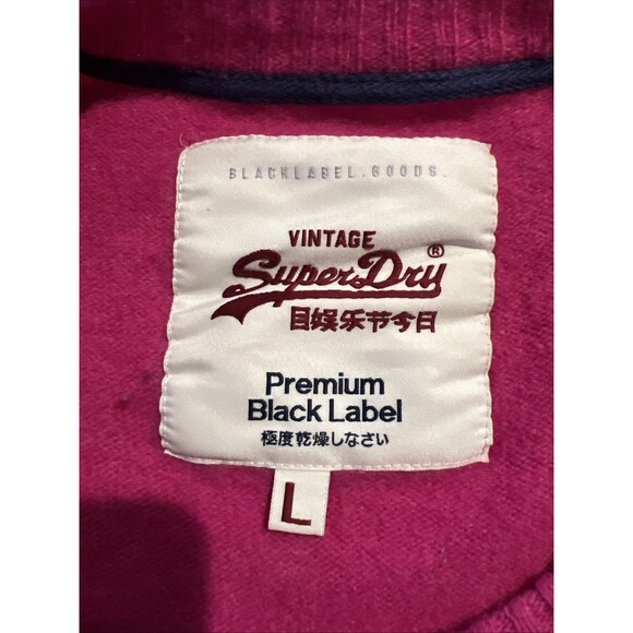 Vintage Superdry Premium Black Label Pink 100% Lambs Wool Embroidery Sweater L - Picture 9 of 9